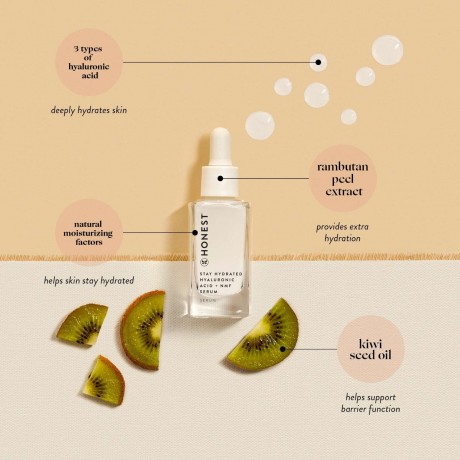 Honest Beauty Stay Hydrated Hyaluronic Acid + NMF Serum  Гиалуроновая кислота Stay Hydrated + сыворотка NMF