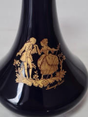 Ваза винтажная Limoges Castel France, черный фарфор с изображением влюбленной пары 22 K золото, 15 x 7,5 см, Франция, 1960-70гг.