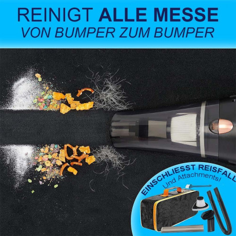 TUABUR TUABUR Akku-Handstaubsauger Kabelloser Auto-Staubsauger, tragbarer Mini-Handstaubsauger, 4500PA, Nass- und Trockeneinsatz, mit LED-Beleuchtungsfunktion, mit wiederaufladbarem Akku und 3 Aufsatzen mit 60-W-Motor  Беспроводной ручной пылесос TUABUR Б