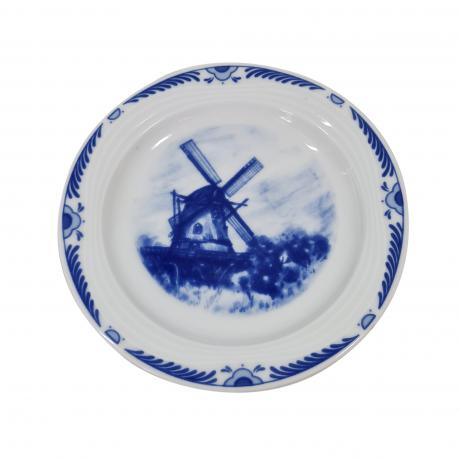 Тарелка десертная винтажная Freiberger Porzellan, Inglasur GDR "Мельница", фарфор, 11.5 см, Германия, 1960-70гг.