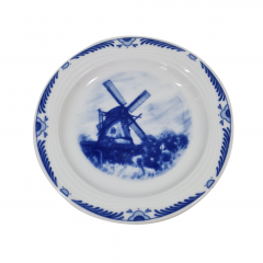 Тарелка десертная винтажная Freiberger Porzellan, Inglasur GDR "Мельница", фарфор, 11.5 см, Германия, 1960-70гг.