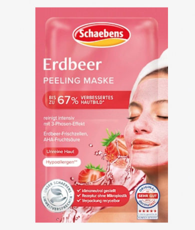 Schaebens Gesichtsmaske Peeling Erdbeere (10 St x2x6 ml), 120 ml Клубничная маска в упаковке 10 шт (120мл)