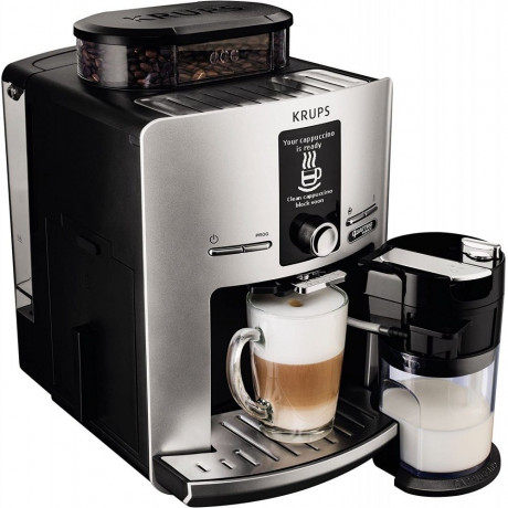 Krups Krups Kaffeevollautomat EA 82 FE Latt'Espress Quattro Force Kaffee-Vollautomat silber/schwarz  Полностью автоматическая кофемашина Krups EA 82 FE Latt'Espress Quattro Force полностью автоматическая кофемашина серебристый/черый