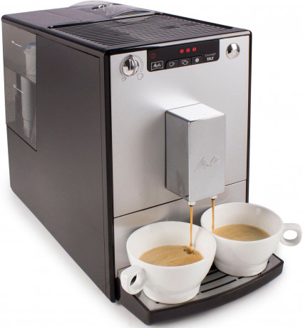 Melitta Melitta Kaffeevollautomat Solo E950-103, silber/schwarz, Perfekt fur Cafe creme  Espresso, nur 20cm breit  Полность автоматическая кофемашина Melitta Solo E950-103, серебристый/черный, идеально подходит для приготовления крем-эспрессо в кафе, шири