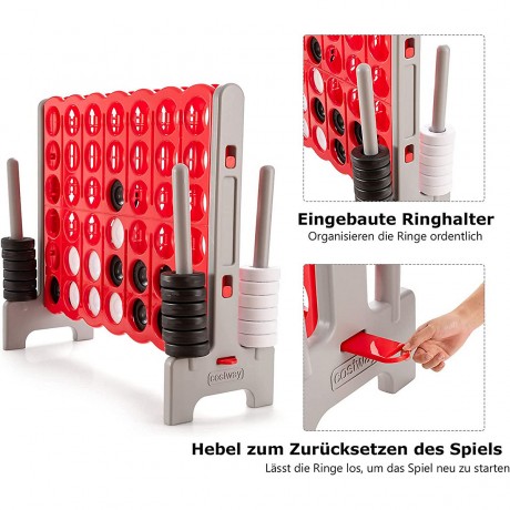 COSTWAY Vier Gewinnt Spielbrettsatze mit 42 Jumbo Ringen Соедините четыре набора игровых досок с 42 огромными кольцами.