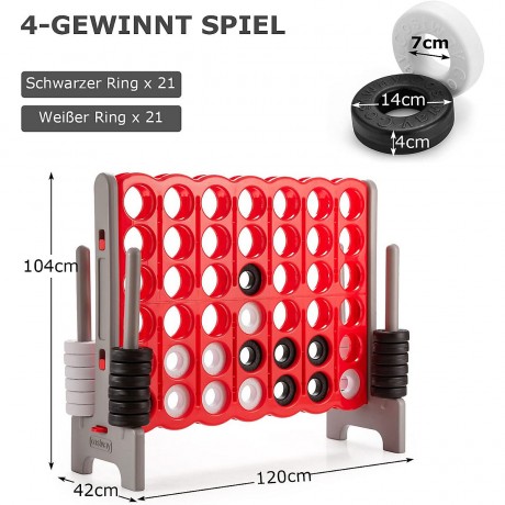 COSTWAY Vier Gewinnt Spielbrettsatze mit 42 Jumbo Ringen Соедините четыре набора игровых досок с 42 огромными кольцами.