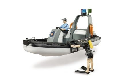 Bruder bworld Polizei Schlauchboot mit Licht und zwei Figuren Полицейская лодка bworld со светом и двумя фигурками