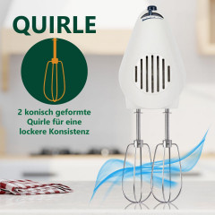 CLATRONIC CLATRONIC Handmixer HM 3014, starker 250W Handmixer, 5 Stufen, Edelstahl, Weiss Ручной миксер CLATRONIC HM 3014, мощный ручной миксер мощностью 250 Вт, 5 уровней, нержавеющая сталь, белый