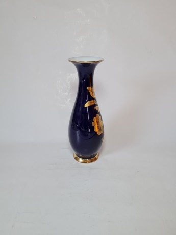 Royal KPM Винтажная Ваза c обильной позолотой на синем фоне, 23 см, Германия, 1960-70гг. 