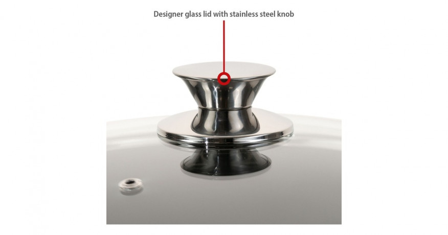 Cerafit Cerafit Plasma Topf O 24cm schwarz/edelstahl, mit Design-Glasdeckel schwarz/edelstahl Кастрюля Cerafit Plasma O 24см, черный/нержавеющая сталь, с дизайнерской стеклянной крышкой