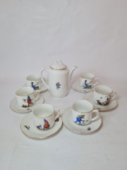 Кофейный сервиз винтажный Im Stil Arzberg Bavaria на 6 персон: кофейник, кофейные пары, фарфор, Германия, 1960-70гг.