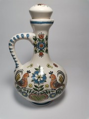 Кувшин винтажный Ulmer Keramik с цветами и птицами, керамика,  25 см, Германия, 1959 год.