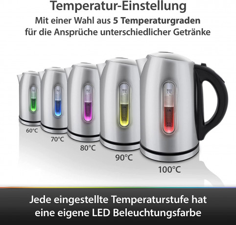 JUNG JUNG Wasserkocher CAMRY CR1253, Wasserkocher mit Temperatureinstellung 60-90°C Digital, 1.7 l, 2200 W, Glas mit Edelstahl, LED Innenbeleuchtung  LCD Display, 360° Basis  Чайник JUNG CAMRY CR1253, чайник с регулировкой температуры 60-90°C, цифровой, 1