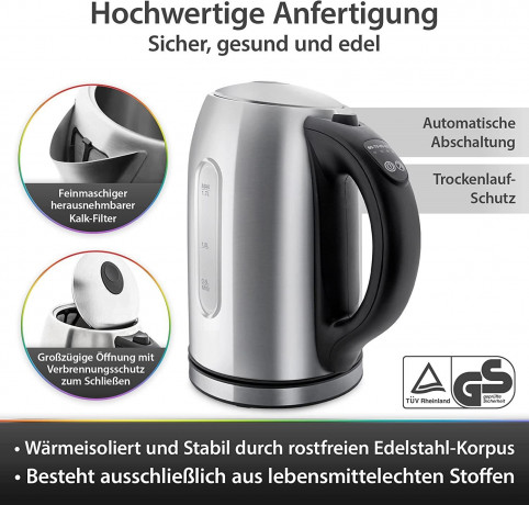 JUNG JUNG Wasserkocher CAMRY CR1253, Wasserkocher mit Temperatureinstellung 60-90°C Digital, 1.7 l, 2200 W, Glas mit Edelstahl, LED Innenbeleuchtung  LCD Display, 360° Basis  Чайник JUNG CAMRY CR1253, чайник с регулировкой температуры 60-90°C, цифровой, 1