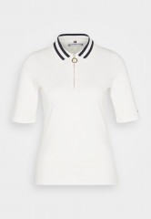 Tommy Hilfiger SLIM COLLAR ZIP Polo shirt ecru SLIM COLLAR ZIP Рубашка поло экрю