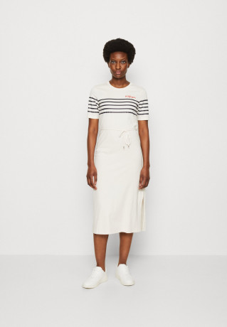 Tommy Hilfiger STRIPE MIDI  Jersey dress white/desert sky ПОЛОСКА МИДИ Платье из джерси белое/пустынное небо