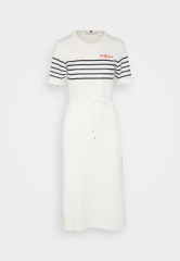 Tommy Hilfiger STRIPE MIDI  Jersey dress white/desert sky ПОЛОСКА МИДИ Платье из джерси белое/пустынное небо