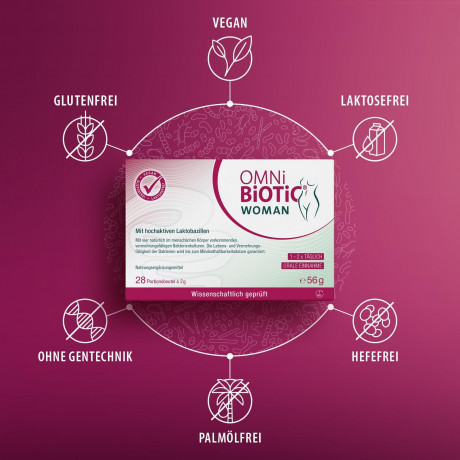 OMNi-BiOTiC WOMAN 28st, Комплекс бактерий Омни Биотик: 4 штамма бактерий для микрофлоры влагалища, Германия, 28 саше