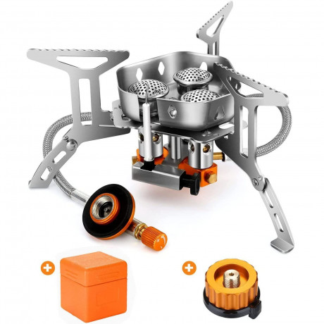 Haiaveng Haiaveng Gaskocher Campingkocher 6800W Gaskocher mit Piezozundung Adapter, Klein Faltbar Camping Gaskocher fur Camping Picknick Газовая плита Haiaveng, газовая плита для кемпинга, 6800 Вт, с адаптером пьезо-зажигания, небольшая складная газовая