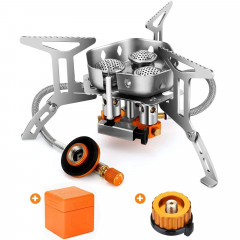 Haiaveng Haiaveng Gaskocher Campingkocher 6800W Gaskocher mit Piezozundung Adapter, Klein Faltbar Camping Gaskocher fur Camping Picknick  Газовая плита Haiaveng, газовая плита для кемпинга, 6800 Вт, с адаптером пьезо-зажигания, небольшая складная газовая 