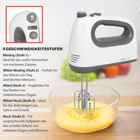 CLATRONIC CLATRONIC Handmixer HM 3775, mit kraftvollen 400 Watt-Motor, 5 Stufen Ручной миксер CLATRONIC HM 3775, с мощным двигателем мощностью 400 Вт, 5 уровней