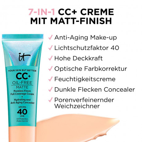 IT Cosmetics Your Skin But Better CC+ Cream Oil Free Matte LSF 40 + Light Your Skin But Better CC+ Матирующий крем без масел SPF 40+