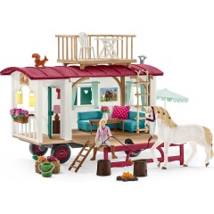 Schleich Schleich Horse Club Bundle: 42593 Wohnwagen fur geheime Club-Treffen + 42370 Mobile Tierarztin mit Hannoveraner Fohlen Комплект Schleich Horse Club: 42593 каравана для секретных встреч клуба + 42370 мобильный ветеринар с ганноверским жеребенком