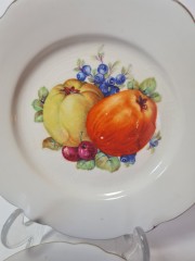 Набор тарелок винтажных Bareuther "Фрукты" с рельефным краем, ручная роспись, 6 шт., 15 см, фарфор, Германия, 1960-70гг.