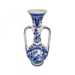 Набор винтажный Delft: ваза в форме амфоры и тарелка, фарфор, 22,5 x 10 см, 18,5 x 2 см, Нидерланды, 1960-70гг.