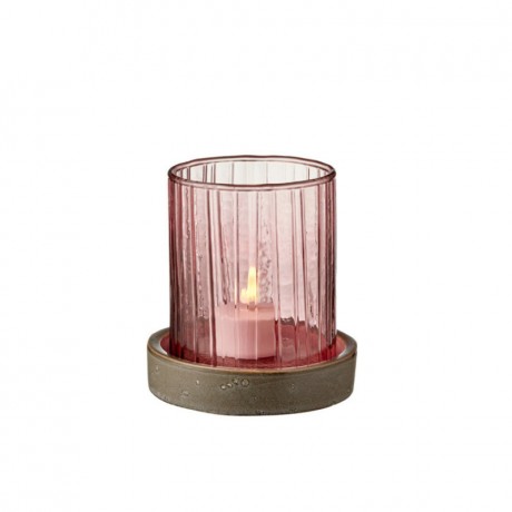 Bitz Bitz Kusintha - Glas pink / grey Windlicht mit LED-Kerze h: 11 cm Bitz Kusintha - стеклянный розово-серый фонарь со светодиодной свечой h: 11 см