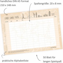 nikima Papeterie A5 Spielblock Stadt Land Fluss Reisespiel Reisespiele Papeterie A5 Pad город загородная игра путешествия по реке игры путешествия