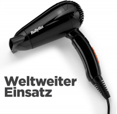 BaByliss Travel dry 2000 Фен дорожный для путешестий, черный, складной, 2000вт, 300г