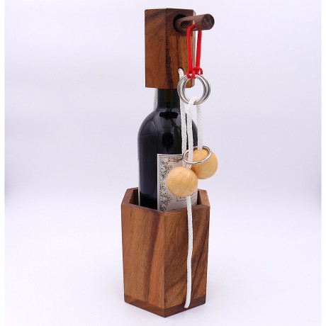 ROMBOL Flaschentresor – Edles Denkspiel aus Holz fur grosse Flaschen Сейф для бутылок — благородная деревянная головоломка для больших бутылок