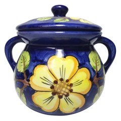 French Pot, Французский Керамический винтажный Горшок с желтыми цветами, 12см, 1970-80гг.