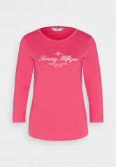 Tommy Hilfiger SLIM SIGNATURE 3/4 Long sleeved top bright cerise pink SLIM SIGNATURE 3/4 Топ с длинными рукавами ярко-вишнево-розовый