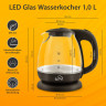 T24 T24 Reise-Wasserkocher T24 GlasWasserkocher mit LED 1100 Watt 1 Liter schwarz, 1 l, 1100 W  Дорожный чайник T24 Стеклянный чайник T24 со светодиодной подсветкой 1100 Вт 1 л черный, 1 л, 1100 Вт