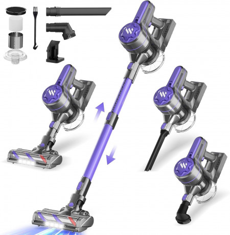 BENICO BENICO Akku-Hand-und Stielstaubsauger Ideal fur Hartboden, Teppiche, Tierhaare, 2200,00 W, beutellos, Kabelloser 6 in 1 Staubsauger 35 Min Laufzeit, LED, Anti-Tangle-Burste  Беспроводной ручной и стержневой пылесос BENICO, идеально подходит для тве