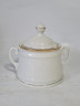 Набор посуды для чая винтажный Mitterteich Bavaria, белый фарфор с золотой каймой: чайник 22 x 23 см, молочник 12,5 x 13 см, сахарница 14,5 x 13 см, Германия, 1960-70гг.