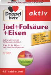 Doppelherz йод + фолиевая кислота + Железо Таблетки, 45 шт