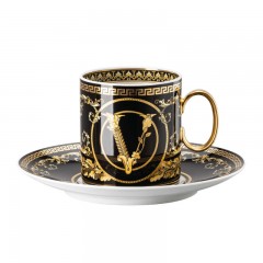 Rosenthal meets Versace Rosenthal Versace Virtus Gala Black Kaffeetasse 0,23 L mit Untertasse  2-tlg.  Чашка для кофе Rosenthal Versace Virtus Gala Black 0,23 л с блюдцем 2 шт.