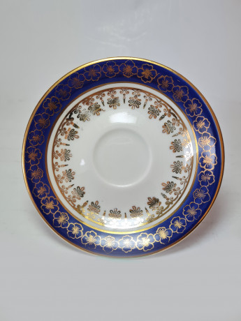 Istanbul Samavit Poreselen Кофейная пара с позолоченным узором по синему ободку, Турция, 1960-70гг.