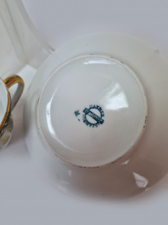 Istanbul Samavit Poreselen Кофейная пара с позолоченным узором по синему ободку, Турция, 1960-70гг.