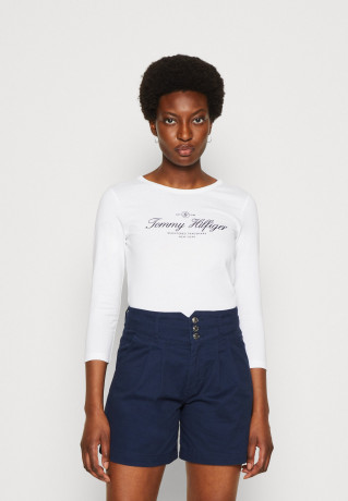 Tommy Hilfiger SLIM SIGNATURE 3/4 Long sleeved top optic white SLIM SIGNATURE 3/4 Топ с длинными рукавами оптический белый