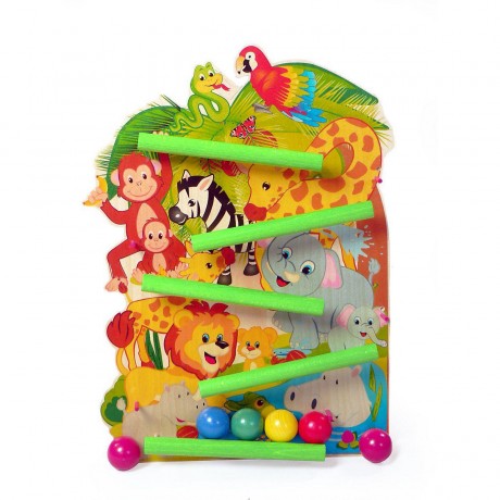 HESS Holzspielzeug Kugelbahn mit Dschungeltieren Деревянная дорожка для мячей с животными из джунглей