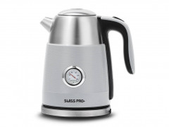 SWISS PRO+ SWISS PRO+ Wasserkocher Retro Wasserkocher Edelstahl Trockengehschutz, Doppelwandig, 2250,00 W Grau Чайник SWISS PRO+ Ретро-чайник из нержавеющей стали с защитой от выкипания, с двойными стенками, 2250,00 Вт
