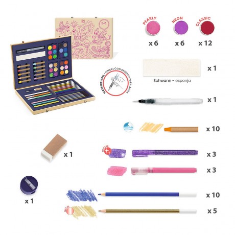 DJECO funkelnder Mal- und Zeichenkasten сверкающая коробка для рисования и рисования