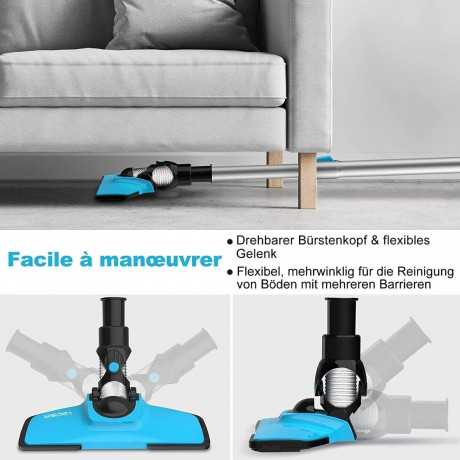 YISORA YISORA Akku-Hand-und Stielstaubsauger, 150,00 W, Beutellos, Ultraleichter 3 in1 Staubsauger Kabellos Wandhalterung 40 Min Laufzeit  Беспроводной ручной и стержневой пылесос YISORA, 150,00 Вт, без мешка, сверхлегкий пылесос 3-в-1, беспроводное насте