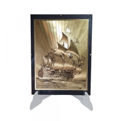 Картина винтажная "Парусник", фольга, под стеклом, 24 x 18 см, Германия, 1960-70гг.