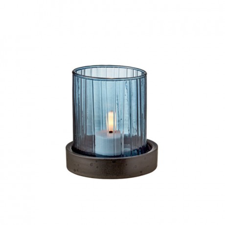 Bitz Bitz Kusintha - Glas blue / black Windlicht mit LED-Kerze h: 11 cm Bitz Kusintha - Стеклянный синий/черный фонарь со светодиодной свечой, высота: 11 см