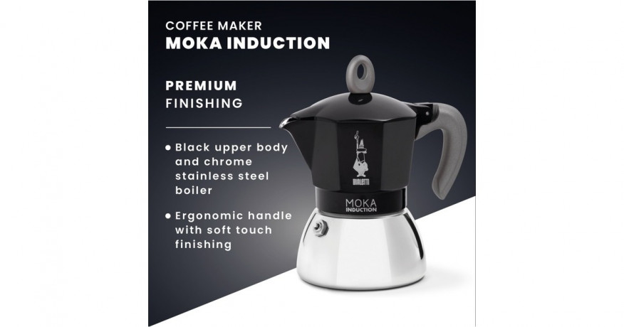 Bialetti Bialetti Moka Induction, Espressomaschine schwarz/silber, 2 Tassen schwarz, silber Bialetti Moka Induction, кофемашина для эспрессо черный/серебристый, 2 чашки